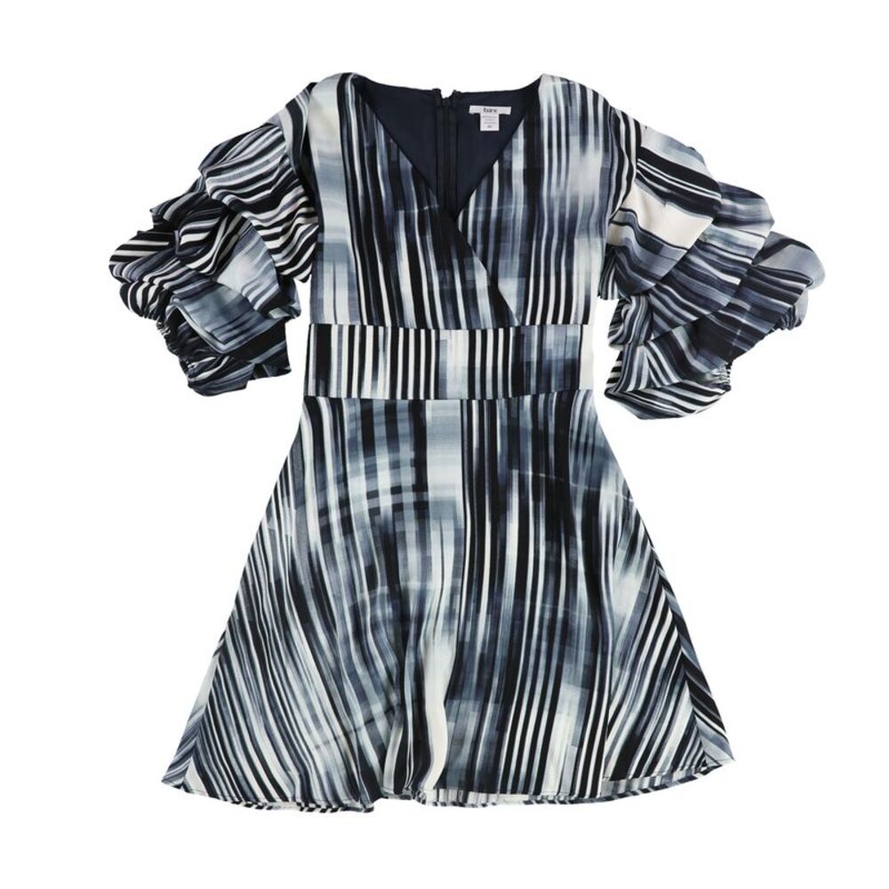 Bar III Strapless Black and White Striped Mini Dress